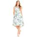 Plus Size Women's A-Line Linen Blend High-Low Dress by Catherines in Ivory Tropical (Size 1X)