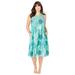 Plus Size Women's Crochet Gauze Sleeveless Lounger by Only Necessities in Aquatic Green Tapestry Floral (Size M)