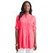 Plus Size Women's Linen Pintuck Button Front Blouse by Jessica London in Vibrant Watermelon (Size 12 W)