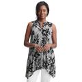 Plus Size Women's Stretch Knit Pointed Tunic by Jessica London in Black Hawaiian Stripe (Size 1X)