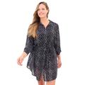 Plus Size Women's Button-Down Cover Up by Swim 365 in Black White Droplet (Size 18/20)