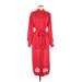 Rebecca Taylor Casual Dress - Shirtdress: Red Dresses - Women's Size 2