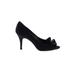 Nina Heels: Pumps Stiletto Feminine Black Solid Shoes - Women's Size 9 - Peep Toe