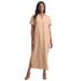 Plus Size Women's Linen Short Sleeve Maxi Dress by Jessica London in New Khaki (Size 16 W)