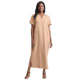Plus Size Women's Linen Short Sleeve Maxi Dress by Jessica London in New Khaki (Size 20 W)