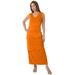 Plus Size Women's Stretch Knit Tiered Maxi Dress by Jessica London in Ultra Orange (Size 12 W) Maxi Length