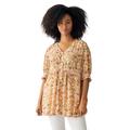 Plus Size Women's Button Front Crinkle Tunic by ellos in Light Strawberry Tropical (Size 30/32)