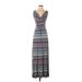 Loveappella Casual Dress - Maxi: Blue Chevron Dresses - Women's Size Small Petite