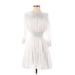 Gianni Bini Casual Dress - Mini Open Neckline Long sleeves: White Print Dresses - Women's Size X-Small