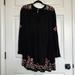 Free People Dresses | Guc Free People Black Floral Embroidered Bell Sleeve Boho Mini Dress | Color: Black | Size: S