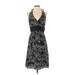 White House Black Market Casual Dress - Party Halter Sleeveless: Black Print Dresses - Women's Size 4