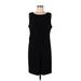 Daisy Fuentes Casual Dress - Shift: Black Solid Dresses - Women's Size Large