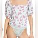 Free People Tops | Free People Intimately Angela Floral Blue & Pink Lace Body Suit Size Large | Color: Blue/Pink | Size: L