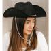 Anthropologie Accessories | Anthropologie Sueded Black Cowgirl Cowboy Hat With Rhinestone Tie Nwt | Color: Black/Silver | Size: Os