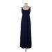Calvin Klein Casual Dress - Formal Scoop Neck Sleeveless: Blue Print Dresses - Women's Size 10