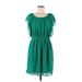 Miami Casual Dress - Mini Scoop Neck Short sleeves: Green Print Dresses - Women's Size Medium