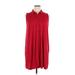 J.Jill Casual Dress - Shirtdress Collared Sleeveless: Red Print Dresses - Women's Size X-Large Petite