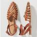 Anthropologie Shoes | Anthropologie Pilcro Huarache Sandals Brown Neutral Leather Woven Boho Flats New | Color: Brown/Tan | Size: 9