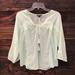 American Eagle Outfitters Tops | American Eagle Semi Sheer Peasant Blouse Lg | Color: Green/White | Size: L