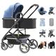 Pushchair 3 in 1 Baby Pram Buggy Stroller Travel System with Car Seat Includes Gifts Foot Cover Mosquito Net Rain Cover