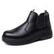 JiuQing Safety Boots Mens Steel Toe Cap Chelsea Boots Non-Slip Industrial Work Shoes,Black,8 UK