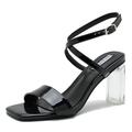 Women's Chunky High Heel Sandal Strappy Open Toe Ankle Strap Slingback Dress Shoes for Women, Black, 7 UK