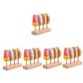 Totority 5 Sets Beech Popsicles Toys Wooden Playset Ice Cream Pretend Play Wood Ice Cream for Kids Food Toy Wooden Ice Cream for Children Wooden Ice Cream for Kids Ice Cream Wooden Toy Gift