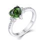 JO WISDOM Women Ring,925 Sterling Silver Solitaire Heart Engagement Wedding Anniversary Promise Ring with 7.5 * 7.5mm 5A Cubic Zirconia May Birthstone Emerald Color,Jewellery for Women,V