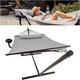 Vita5 Hammock with Stand and Sidetable – 2 Person Garden Hammocks with Cup Holder & Detachable Pillow - Heavy Duty 200kg Capacity, Indoor & Outdoor Hammock: Patio, Pool, Backyard - Light Grey