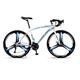 TiLLOw Adult Bicycle, Road Bike 21/24/27/30 Speed, 700C Wheels, Shock Absorbing Aluminum Wheels High Carbon Steel Frame, Road Bicycle Racing, (Color : White blue, Size : 27SPEED_THREE-BLADE)