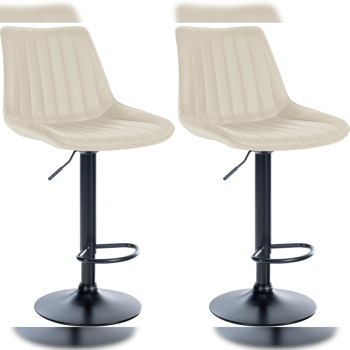 CLP 2er Set Barhocker Toni Kunstleder creme/Metall matt schwarz Image