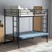 Twin Over Full Metal Bunk Bed with Guardrail, Lower Bunk Bedframe Converts into Futon, for Kids Bedroom, No Spring Box Required