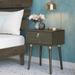 Charcoal Mocha Solid Wood Nightstand/Side Table/End Table, Fully Assembled, with 1-Drawer for Bedroom and Living Room