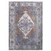 5' X 8' Blue Ivory And Brown Floral Area Rug - 3'6" Round