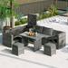Outdoor 6-Piece All Weather PE Rattan Sofa Set, Wicker Sectional Furniture Set with Adjustable Seat, Storage Box & Table