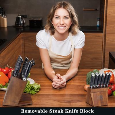 Knife Sets for Kitchen with Block, Knife Block Set Kitchen Knife Sets with Removable Block & K133 Ergonomic Handle