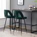 Velvet Upholstered Connor 28" Bar Stool,Counter Stools with Nailheads and Gold Tipped Black Metal Legs,Set of 2