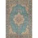 Turquoise Blue Tabriz Persian Vintage Area Rug Handmade Wool Carpet - 9'5" x 12'3"