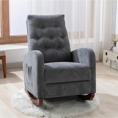 High Back Nursery Rocking Chair, Modern Fabric Padded Seat Armchair