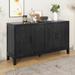 4-door Retro Sideboard with Adjustable Shelves, Two Large Cabinet with Long Handle, for Living Room and Dining Room