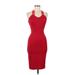 ASOS Casual Dress - Bodycon Halter Sleeveless: Red Solid Dresses - Women's Size 6 Petite