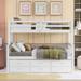 Wooden Twin-Over-Full Bunk Bed with Twin Size Trundle and 3 Drawers, Solid Wood Detachable Bunkbeds Frame, Space-Saving Design