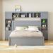 Queen Size Platform Bed with All-in-One Cabinet and Built-in Sockets