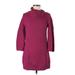 Style&Co Casual Dress - Sweater Dress High Neck 3/4 sleeves: Pink Solid Dresses - Women's Size Medium