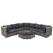 6-Piece Outdoor Conversation Set All Weather Wicker Sectional Sofa Set with Ottoman, Cushions & Small Trays, Grey