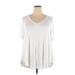 Lane Bryant Short Sleeve T-Shirt: Ivory Print Tops - Women's Size 18 Plus