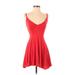 Lovers + Friends Casual Dress - Mini Plunge Sleeveless: Red Solid Dresses - Women's Size X-Small