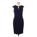 Donna Ricco Casual Dress - Sheath Keyhole Sleeveless: Blue Print Dresses - Women's Size 10
