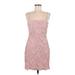 Lulus Cocktail Dress - Mini Square Sleeveless: Pink Print Dresses - Women's Size Medium