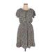 Talbots Casual Dress - Mini Crew Neck Short sleeves: Gray Print Dresses - Women's Size 14 Petite